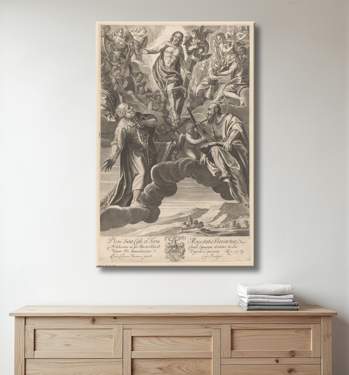 Reproduction Jour de l'Ascension de Michel Lasne avec decor