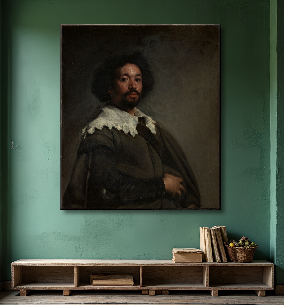 Reproduction Juan de Pareja (1606-1670) de Velázquez (Diego Rodríguez de Silva y Velázquez) avec decor
