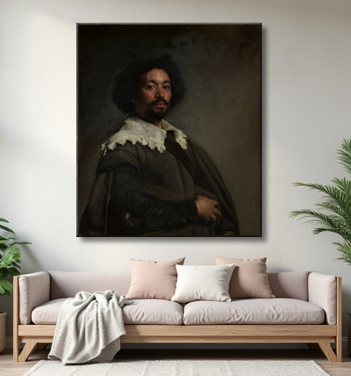 Reproduction Juan de Pareja (1606-1670) de Velázquez (Diego Rodríguez de Silva y Velázquez) avec decor