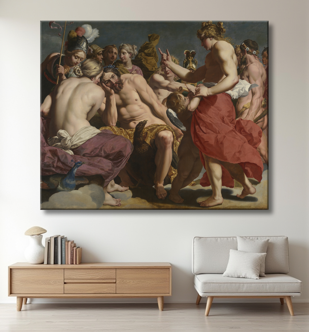 Reproduction Jupiter réprimandé par Vénus de Abraham Janssens avec decor