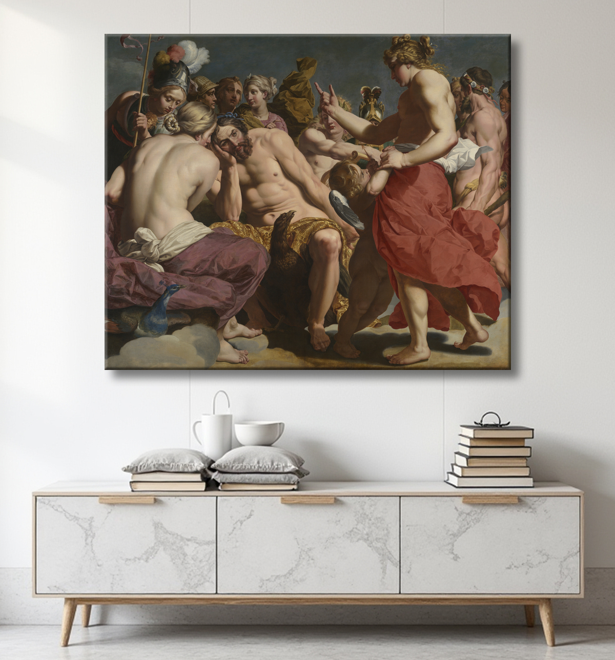 Reproduction Jupiter réprimandé par Vénus de Abraham Janssens avec decor