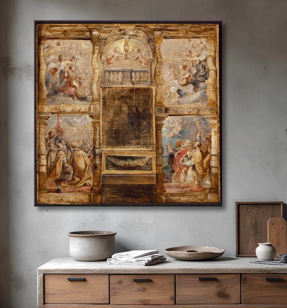Reproduction L'Adoration de l'Eucharistie de Peter Paul Rubens avec decor