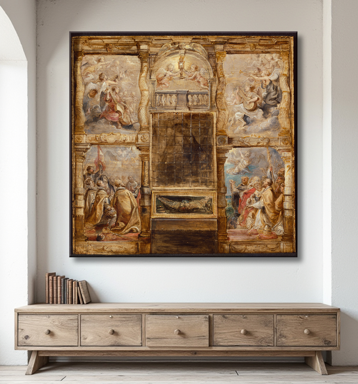 Reproduction L'Adoration de l'Eucharistie de Peter Paul Rubens avec decor