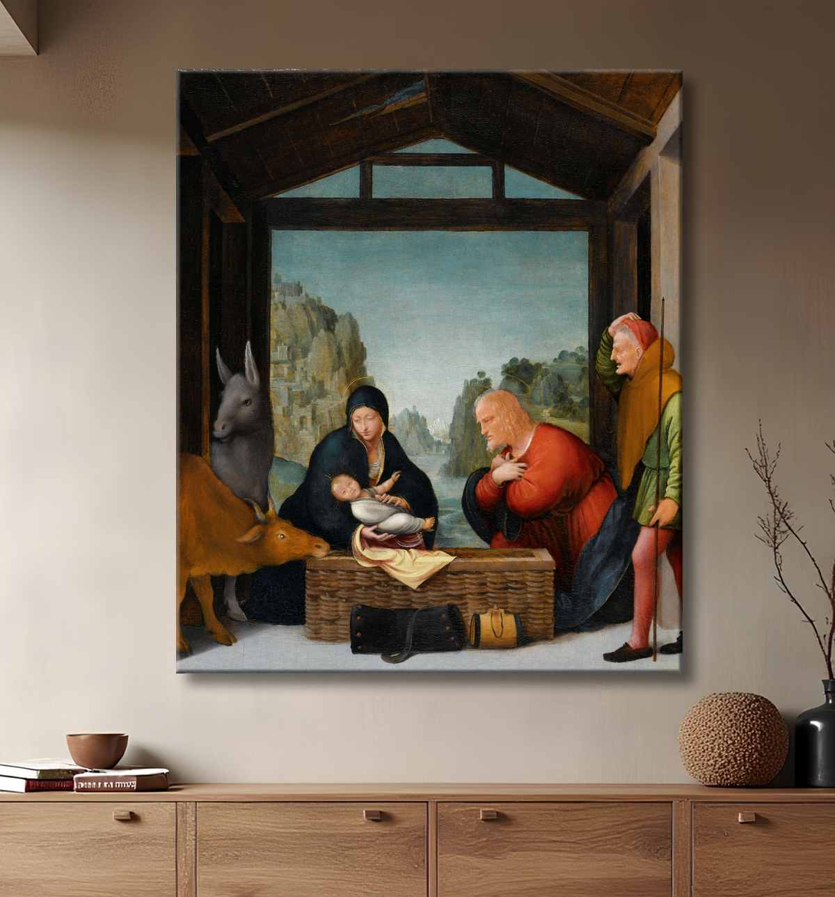 Reproduction L'adoration des bergers de Bartolommeo Suardi avec decor