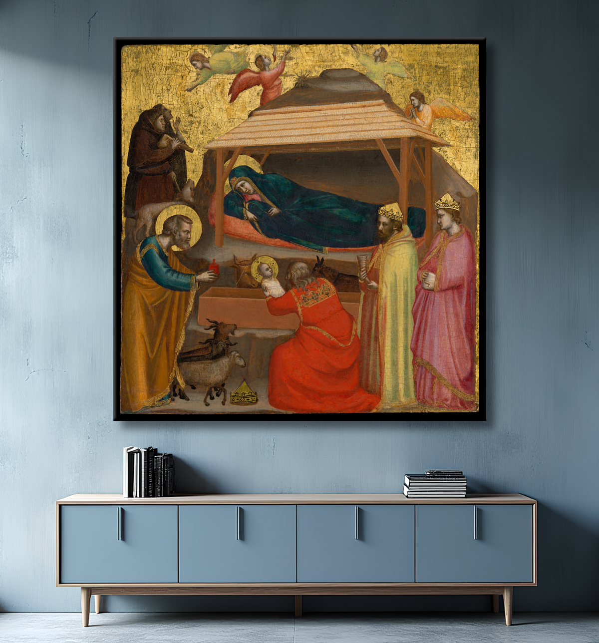 Reproduction L'Adoration des Mages de Giotto di Bondone avec decor