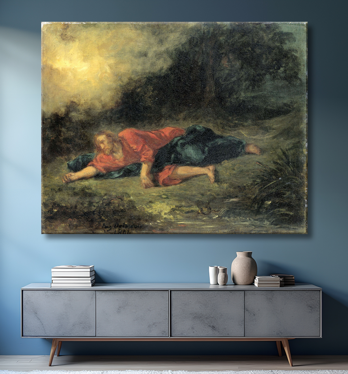 Reproduction L'agonie au jardin de Eugène Delacroix avec decor