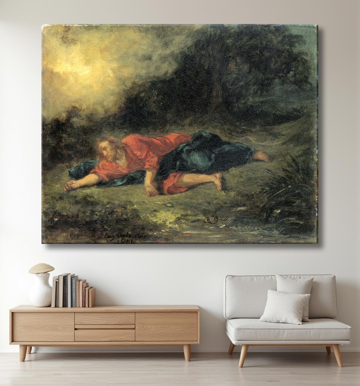 Reproduction L'agonie au jardin de Eugène Delacroix avec decor