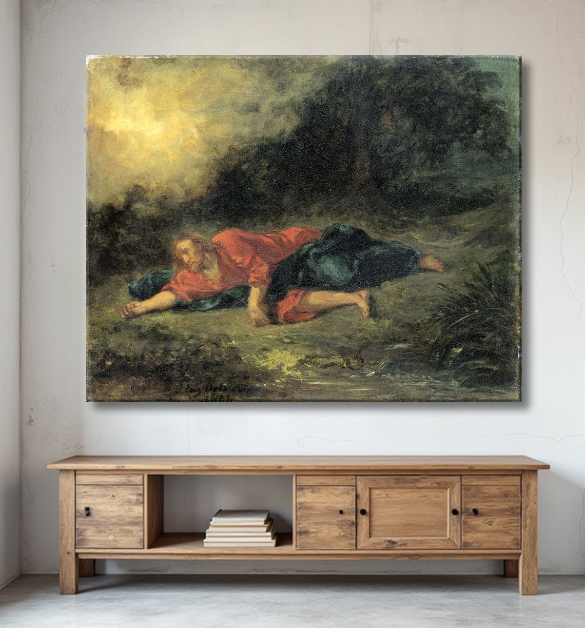 Reproduction L'agonie au jardin de Eugène Delacroix avec decor
