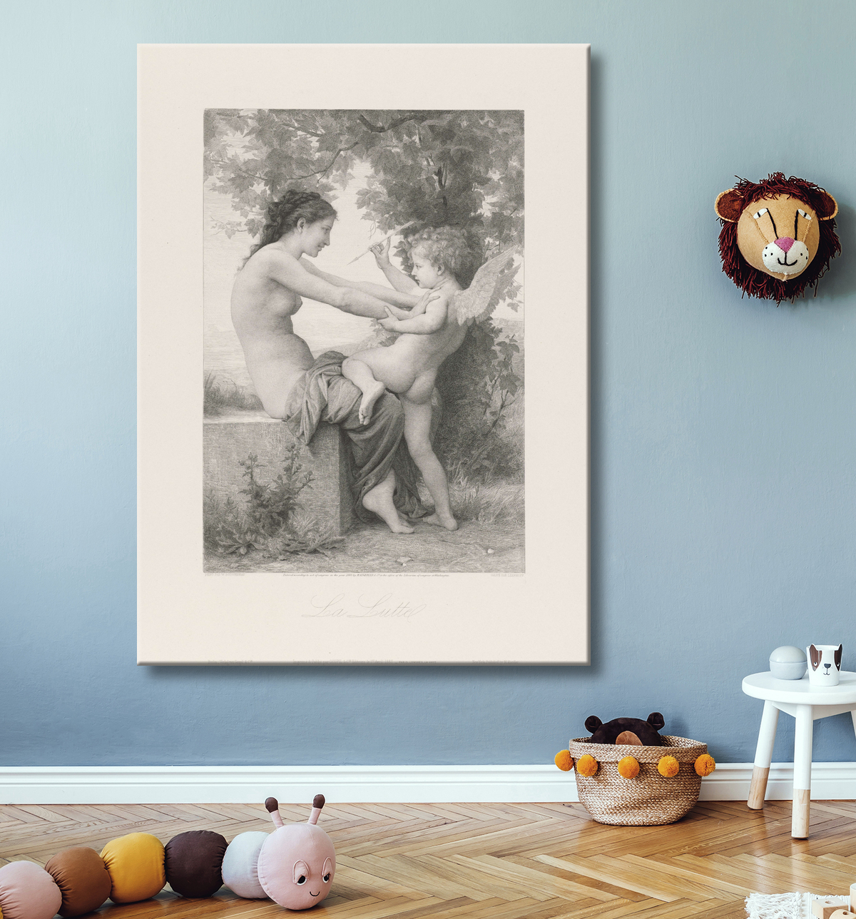 Reproduction L'amour dans la psyché de Ferdinand Leenhoff avec decor