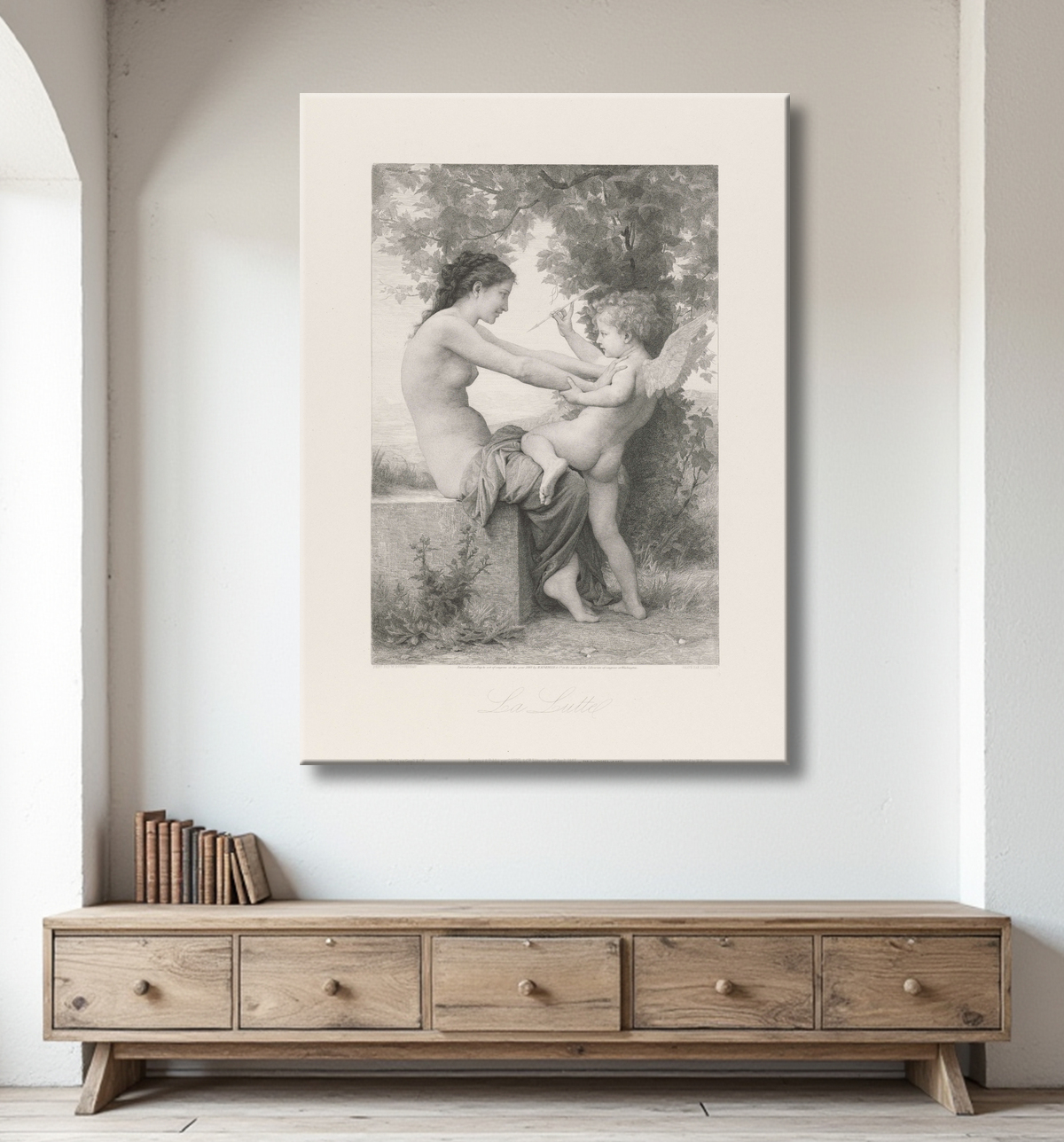 Reproduction L'amour dans la psyché de Ferdinand Leenhoff avec decor