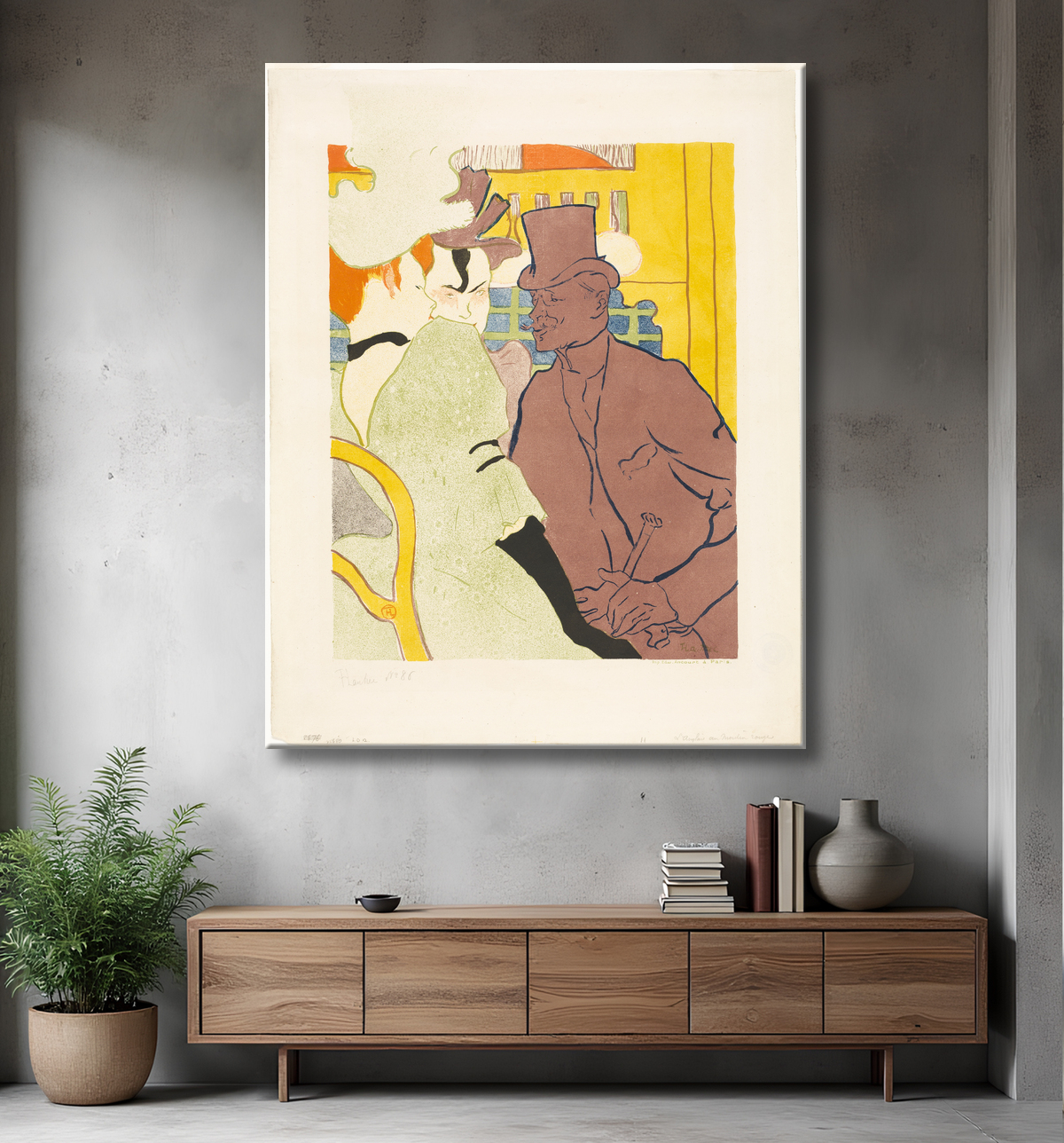 Reproduction L'Anglais au Moulin Rouge de Henri de Toulouse-Lautrec avec decor