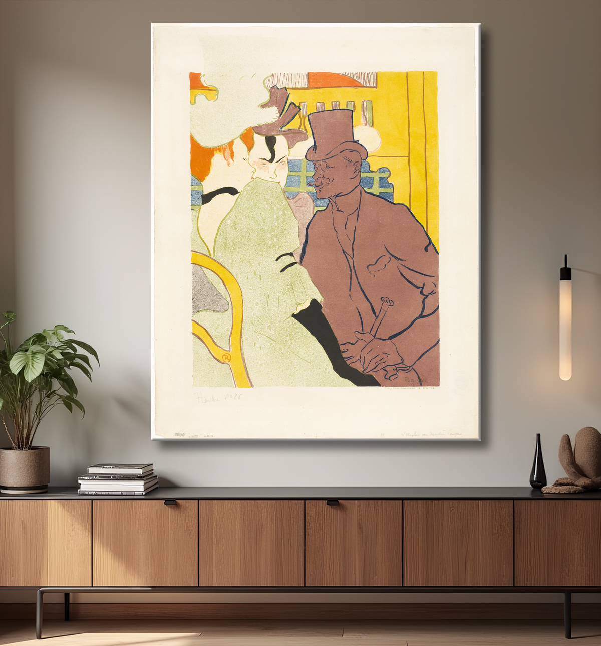 Reproduction L'Anglais au Moulin Rouge de Henri de Toulouse-Lautrec avec decor
