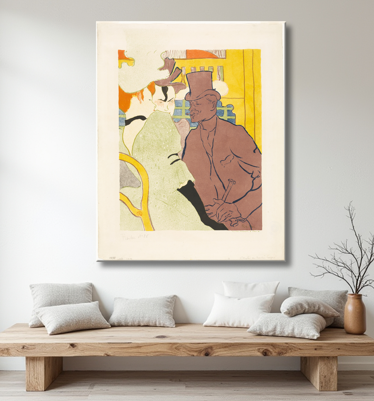 Reproduction L'Anglais au Moulin Rouge de Henri de Toulouse-Lautrec avec decor