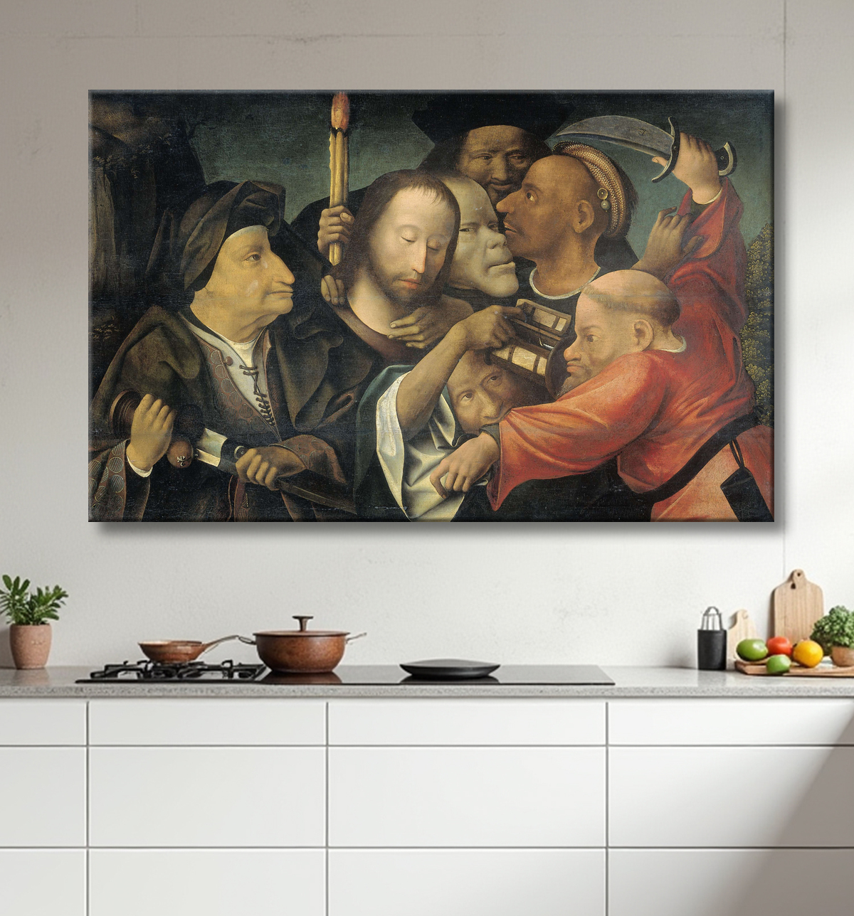 Reproduction L'arrestation du Christ de Jheronimus Bosch avec decor