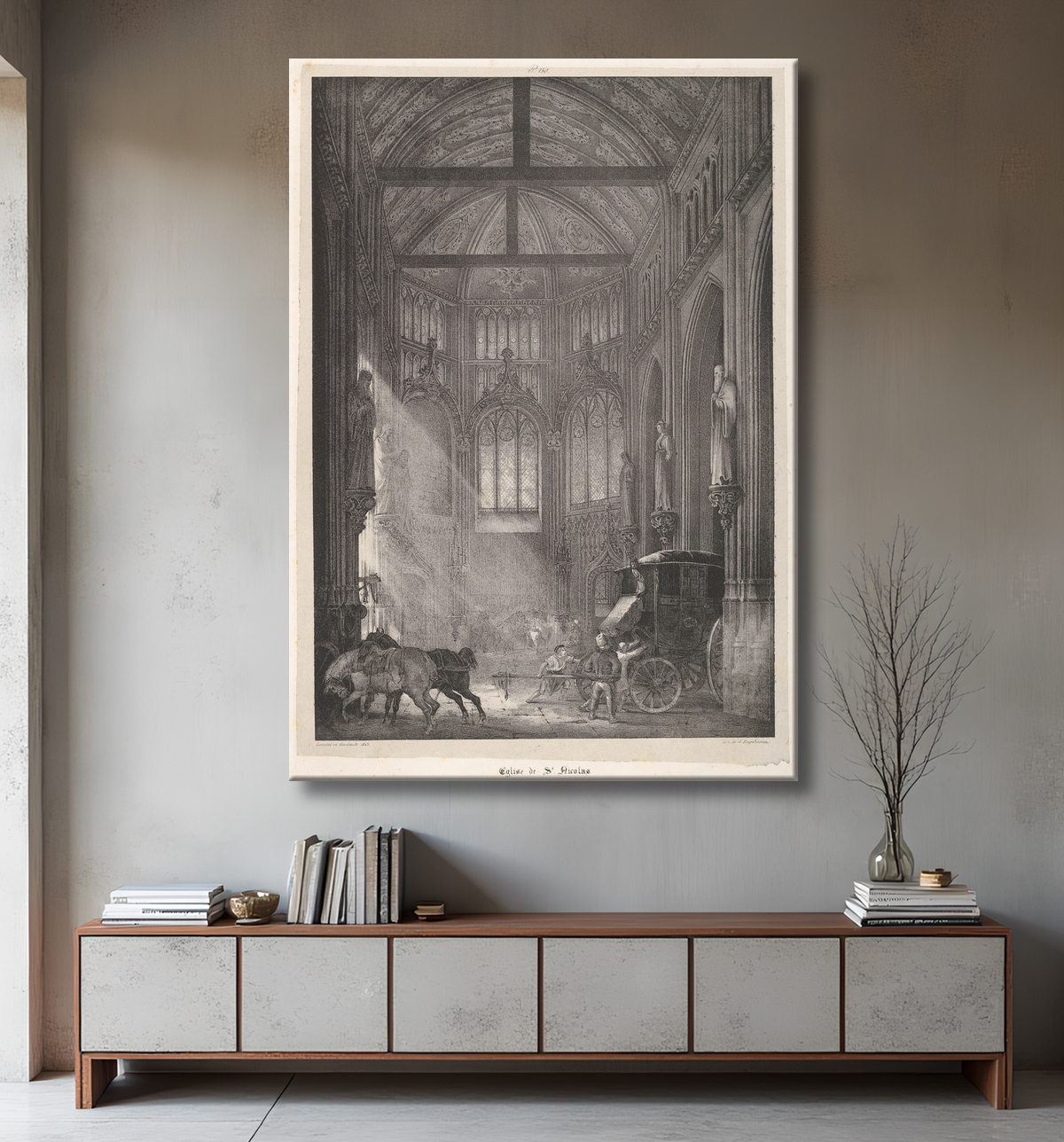 Reproduction L'église Saint-Nicolas de Rouen de Théodore Gericault avec decor