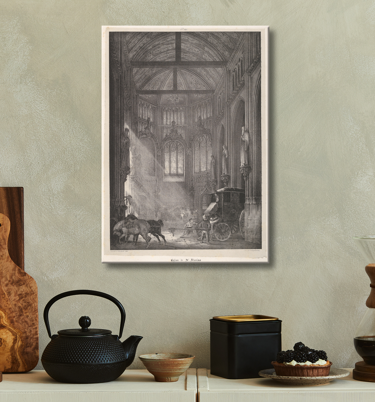 Reproduction L'église Saint-Nicolas de Rouen de Théodore Gericault avec decor