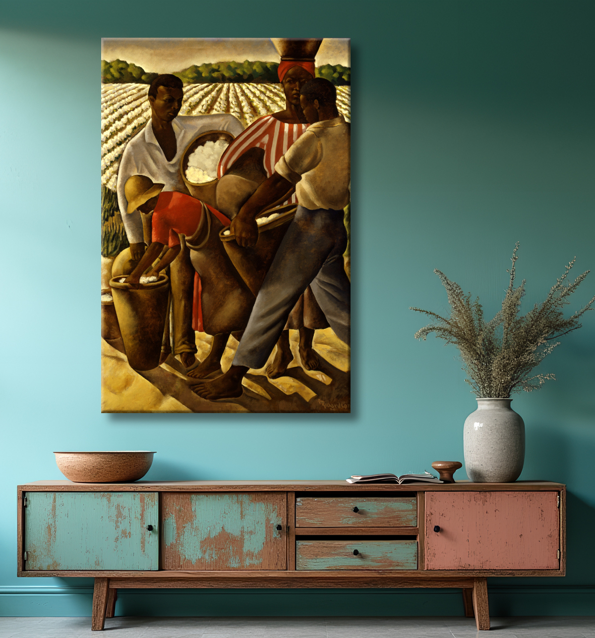 Reproduction L'emploi des nègres dans l'agriculture de Earle Richardson, born New York City 1912-died New York City 1935 avec decor