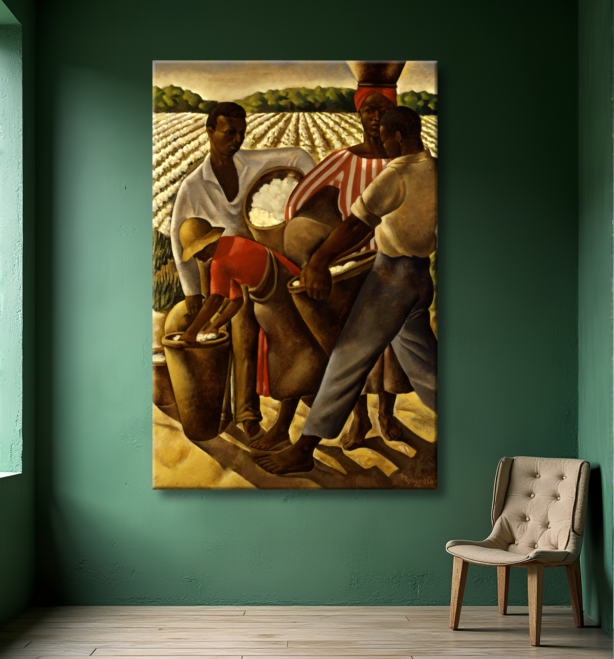 Reproduction L'emploi des nègres dans l'agriculture de Earle Richardson, born New York City 1912-died New York City 1935 avec decor