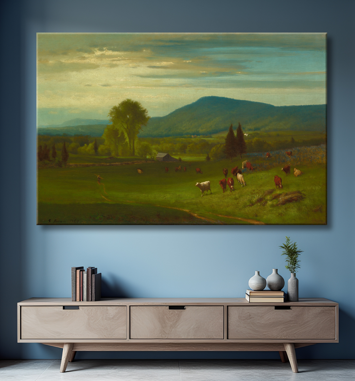 Reproduction L'été dans les Catskills de George Inness avec decor