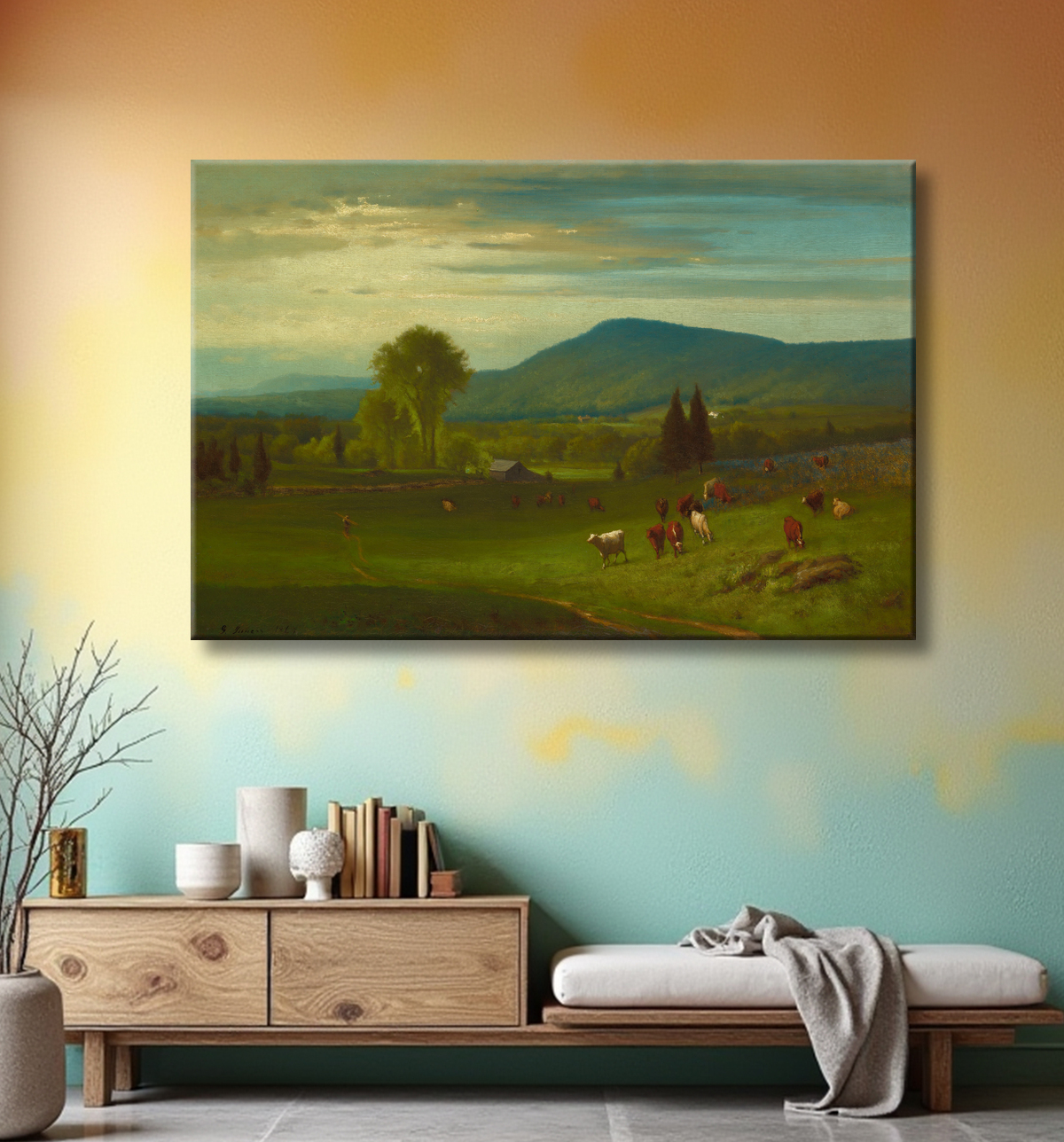 Reproduction L'été dans les Catskills de George Inness avec decor