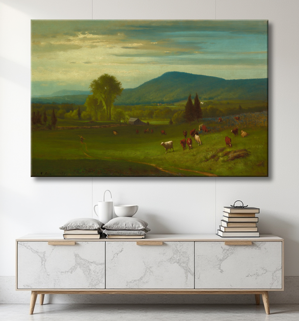 Reproduction L'été dans les Catskills de George Inness avec decor