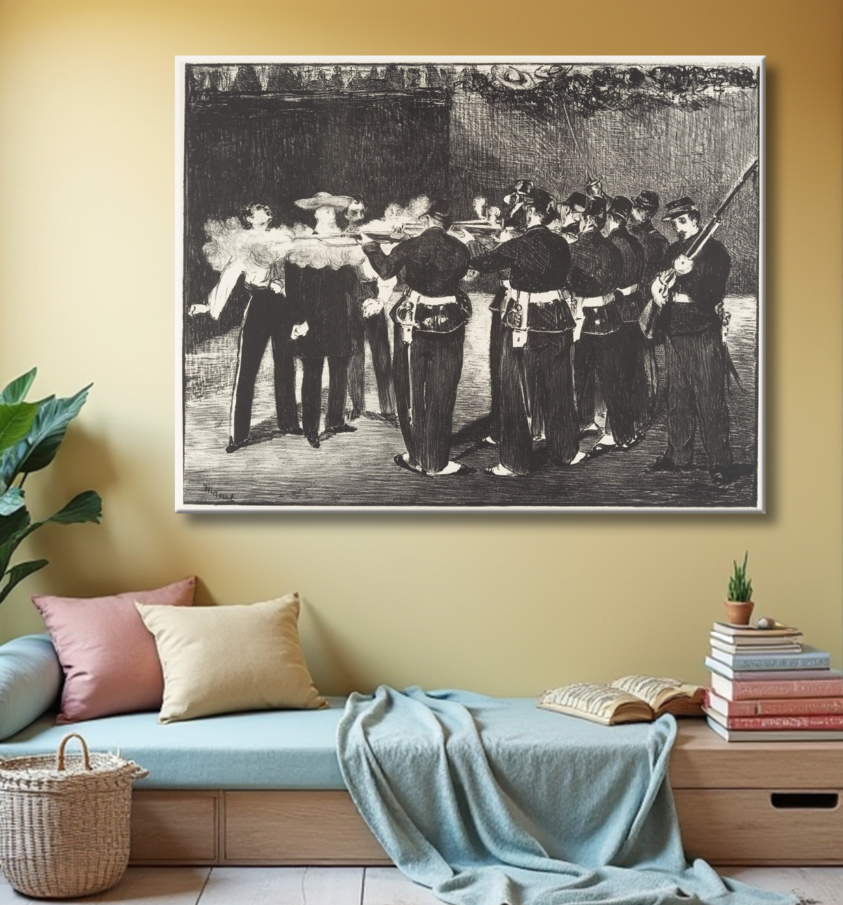 Reproduction L'exécution de l'empereur Maximilien (L'exécution de Maximilien) de Edouard Manet avec decor