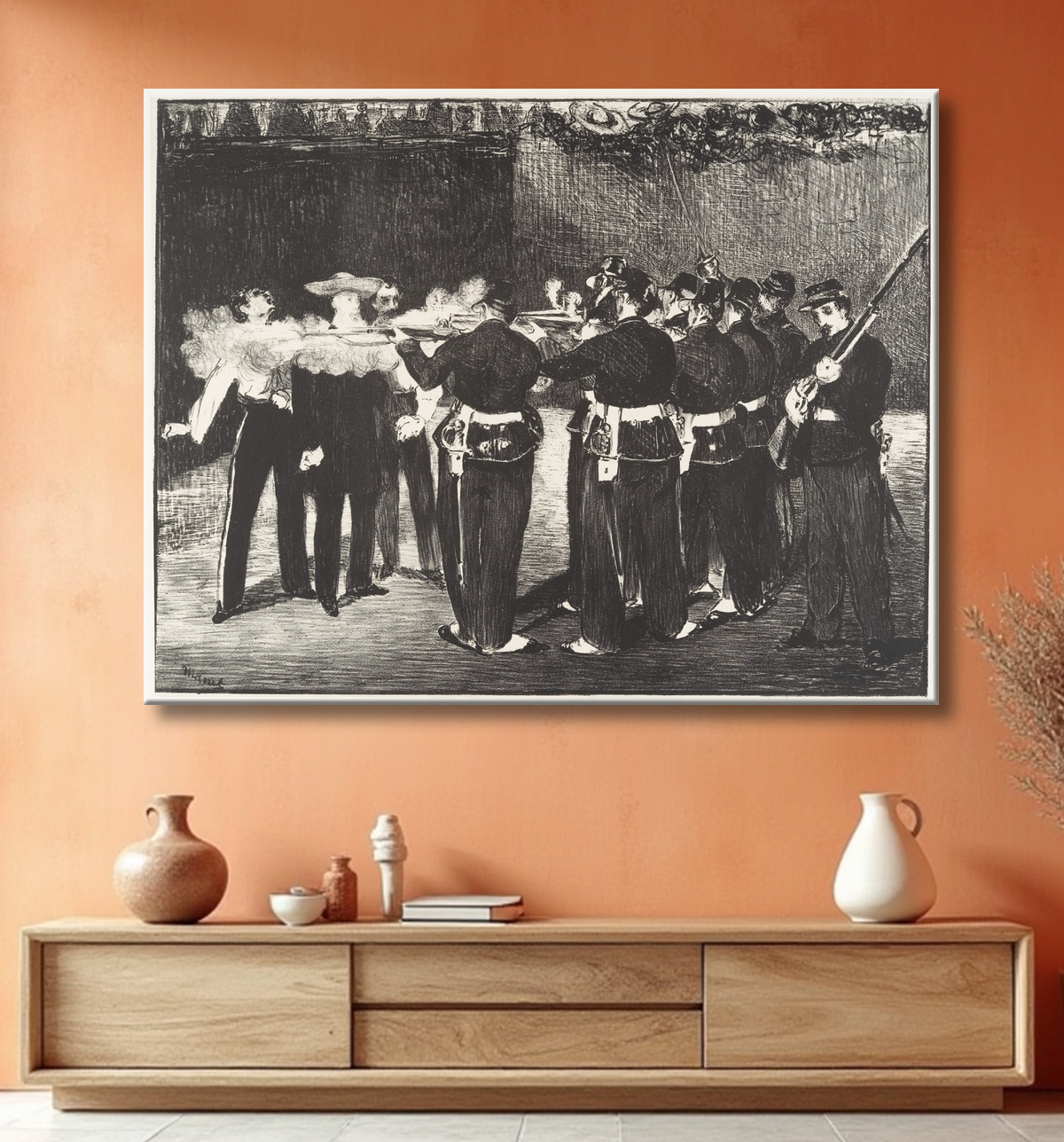 Reproduction L'exécution de l'empereur Maximilien (L'exécution de Maximilien) de Edouard Manet avec decor