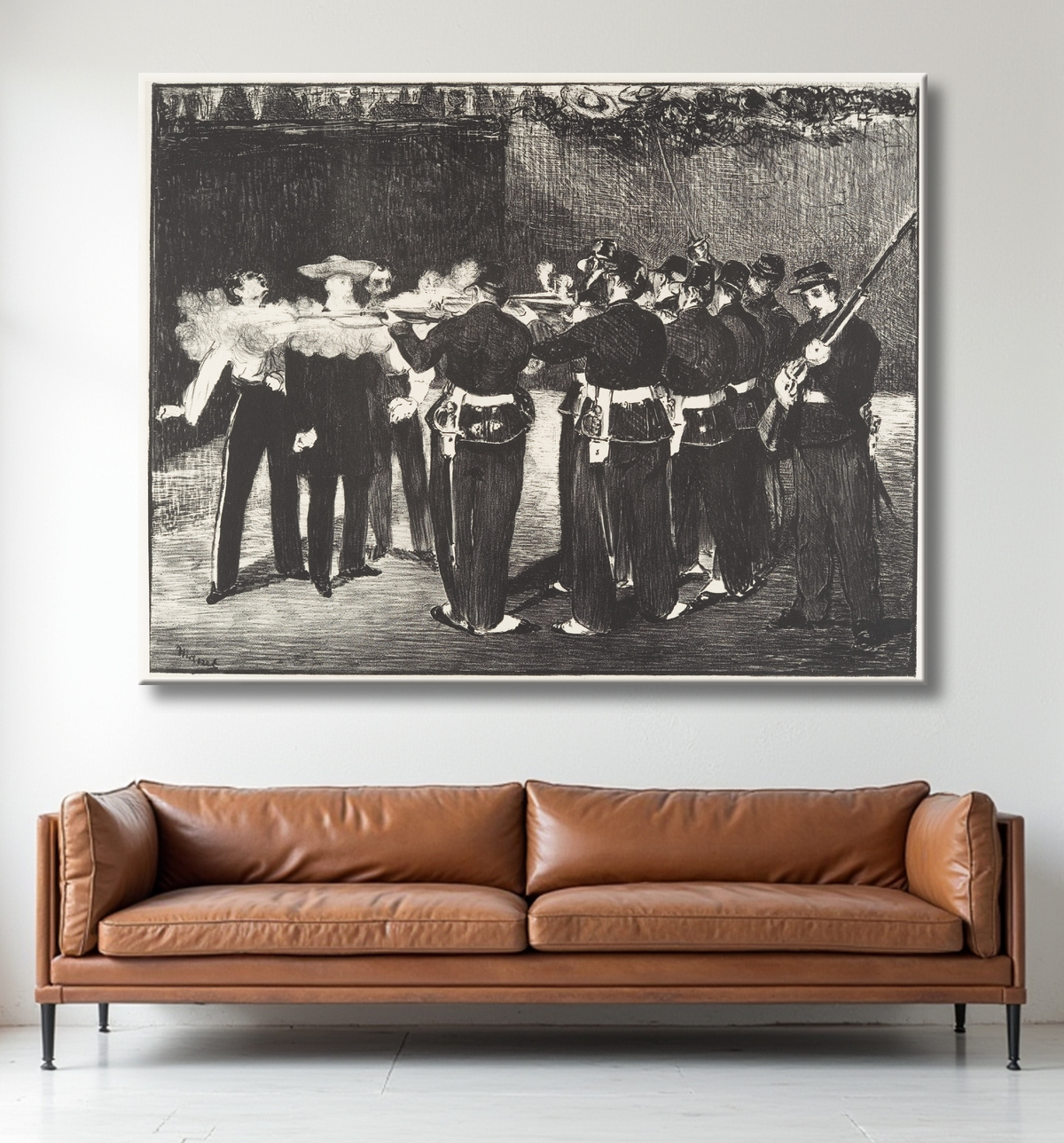 Reproduction L'exécution de l'empereur Maximilien (L'exécution de Maximilien) de Edouard Manet avec decor