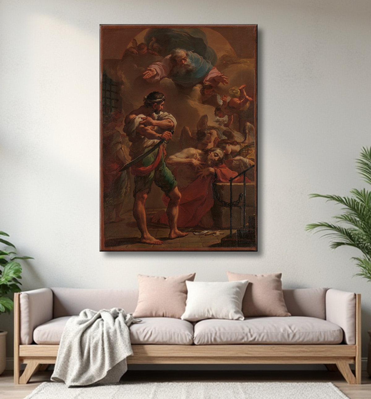 Reproduction L'exécution de saint Jean-Baptiste de Ubaldo Gandolfi avec decor