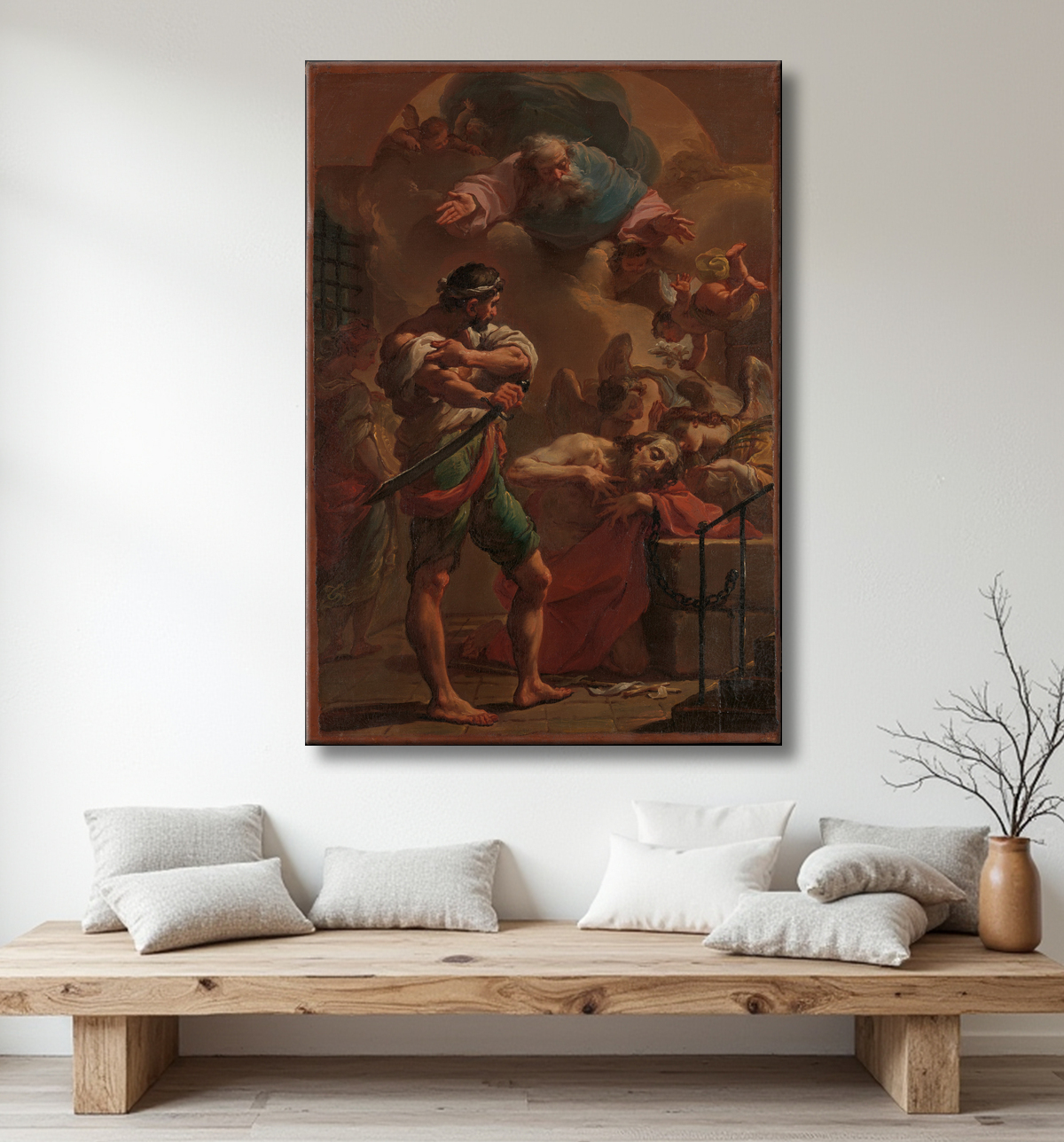Reproduction L'exécution de saint Jean-Baptiste de Ubaldo Gandolfi avec decor
