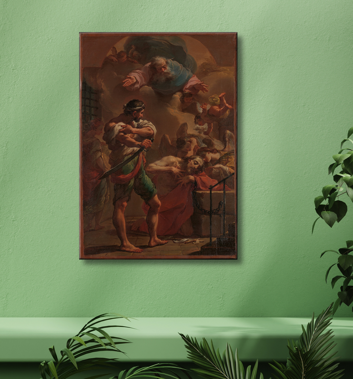 Reproduction L'exécution de saint Jean-Baptiste de Ubaldo Gandolfi avec decor