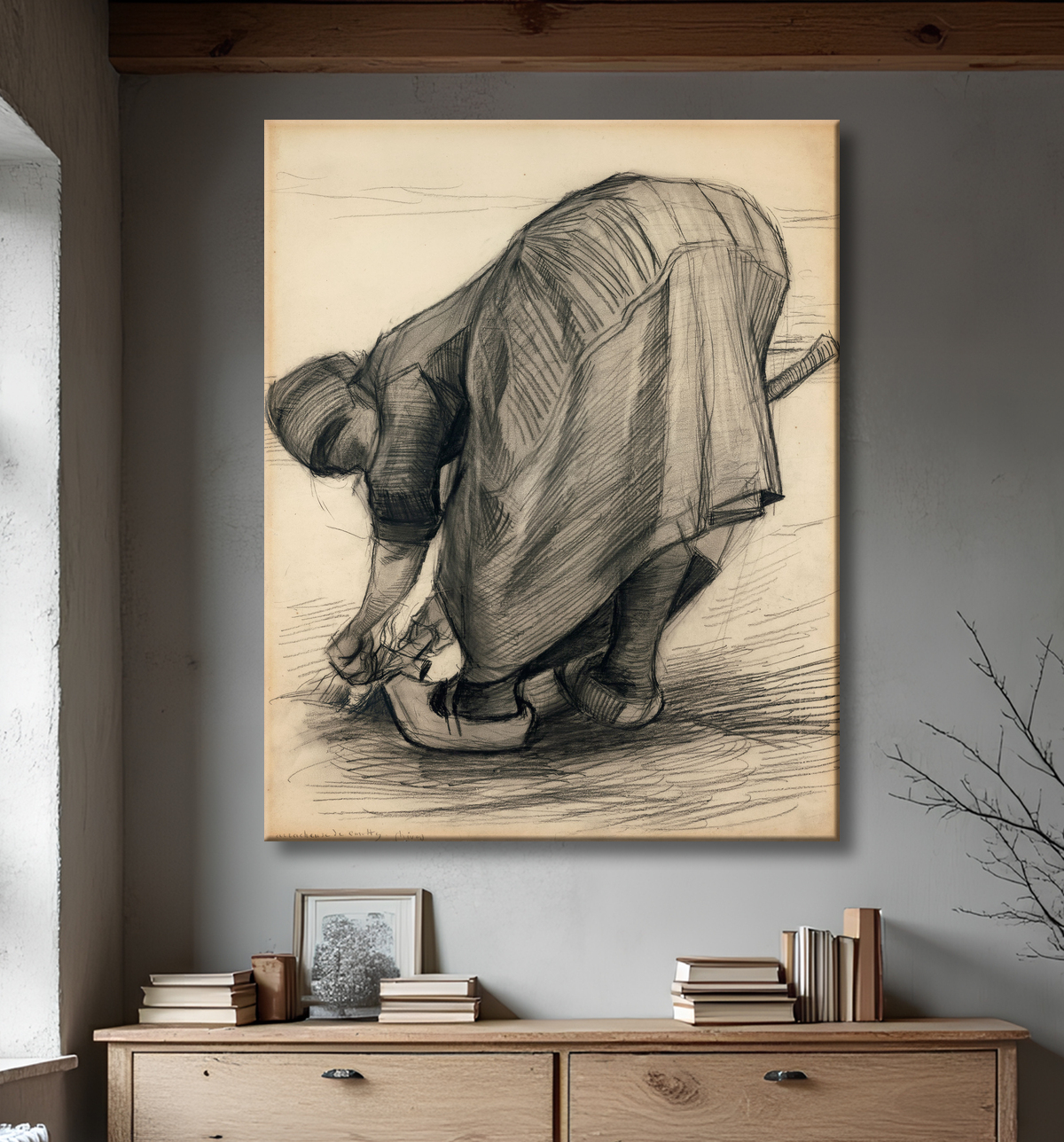 Reproduction L'extracteur de carottes de Vincent van Gogh avec decor