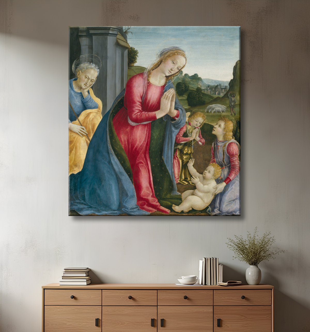 Reproduction L'Adoration de l'Enfant Jésus de Vincenzo Frediani avec decor