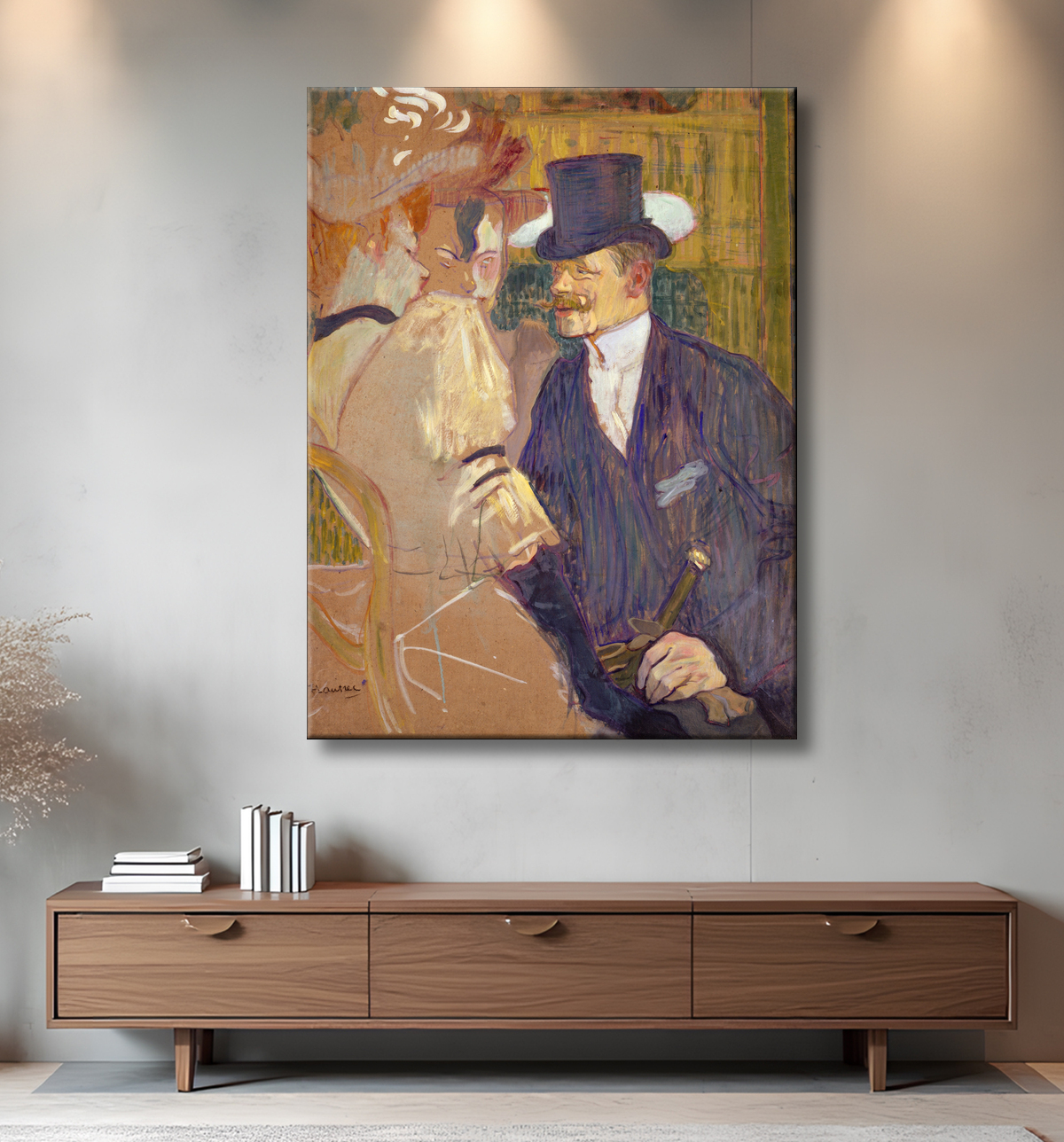 Reproduction L'Anglais (William Tom Warrener, 1861-1934) au Moulin Rouge de Henri de Toulouse-Lautrec avec decor
