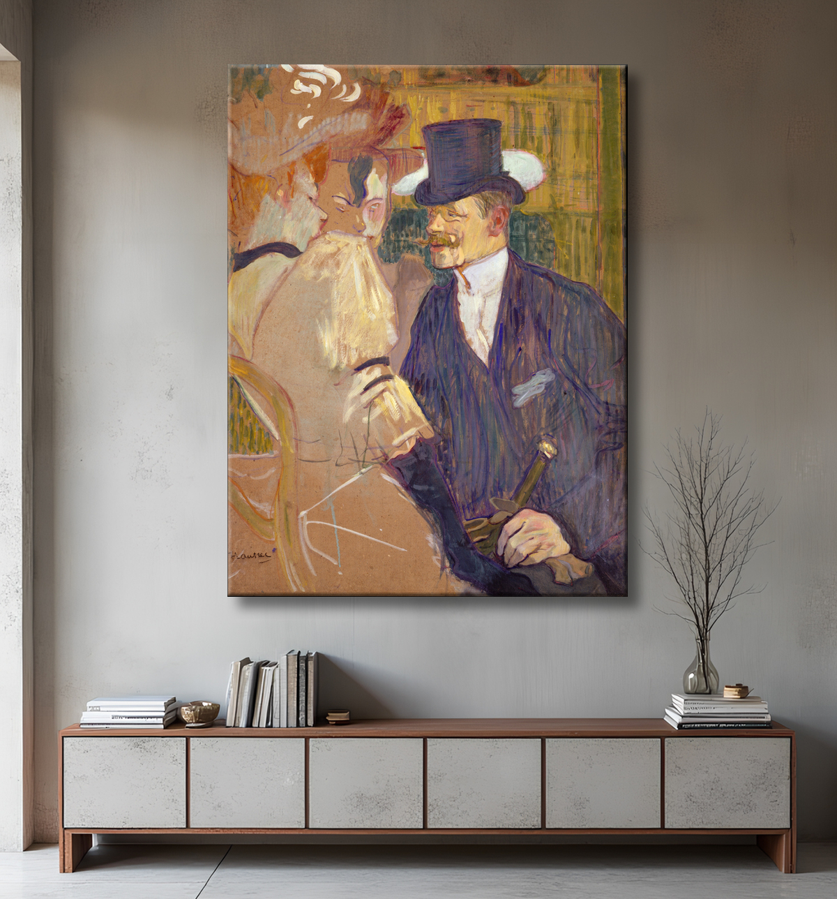 Reproduction L'Anglais (William Tom Warrener, 1861-1934) au Moulin Rouge de Henri de Toulouse-Lautrec avec decor