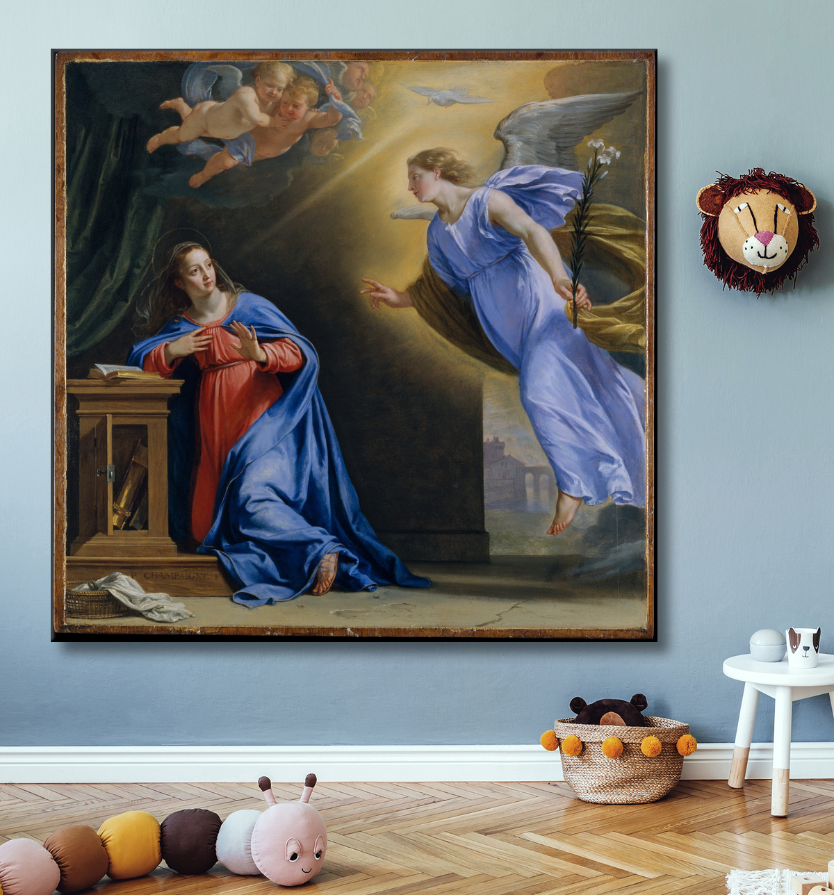 Reproduction L'Annonciation de Philippe de Champaigne avec decor