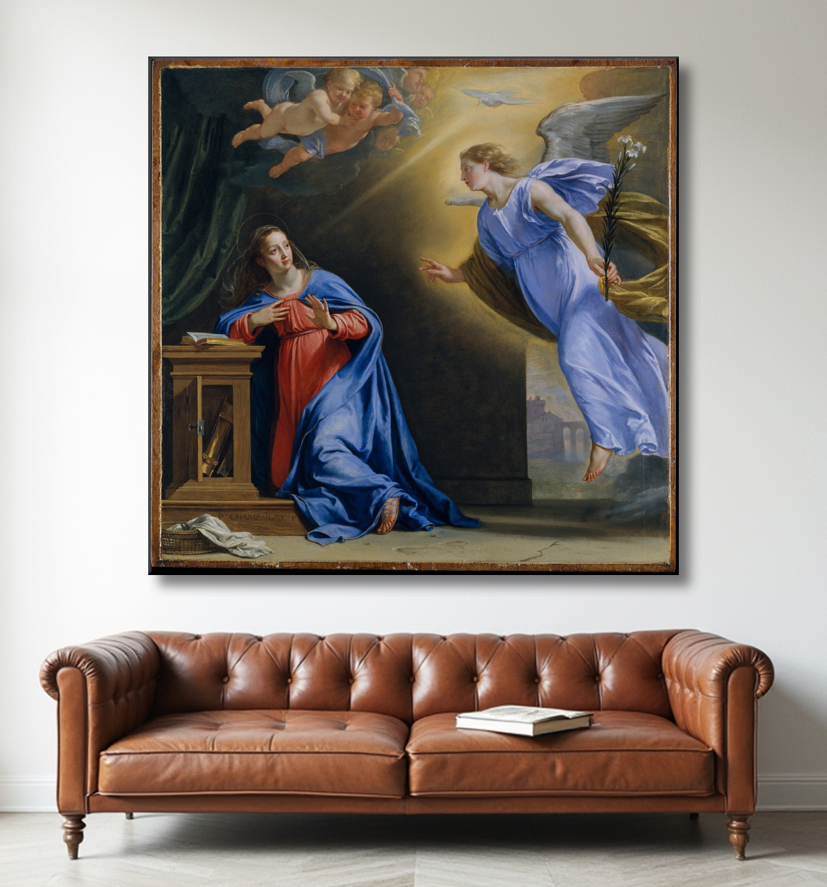 Reproduction L'Annonciation de Philippe de Champaigne avec decor