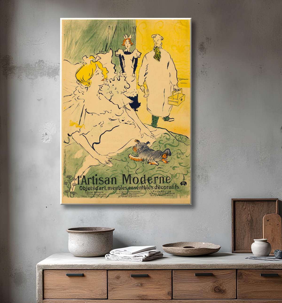 Reproduction L'Artisan Moderne de Henri de Toulouse-Lautrec avec decor