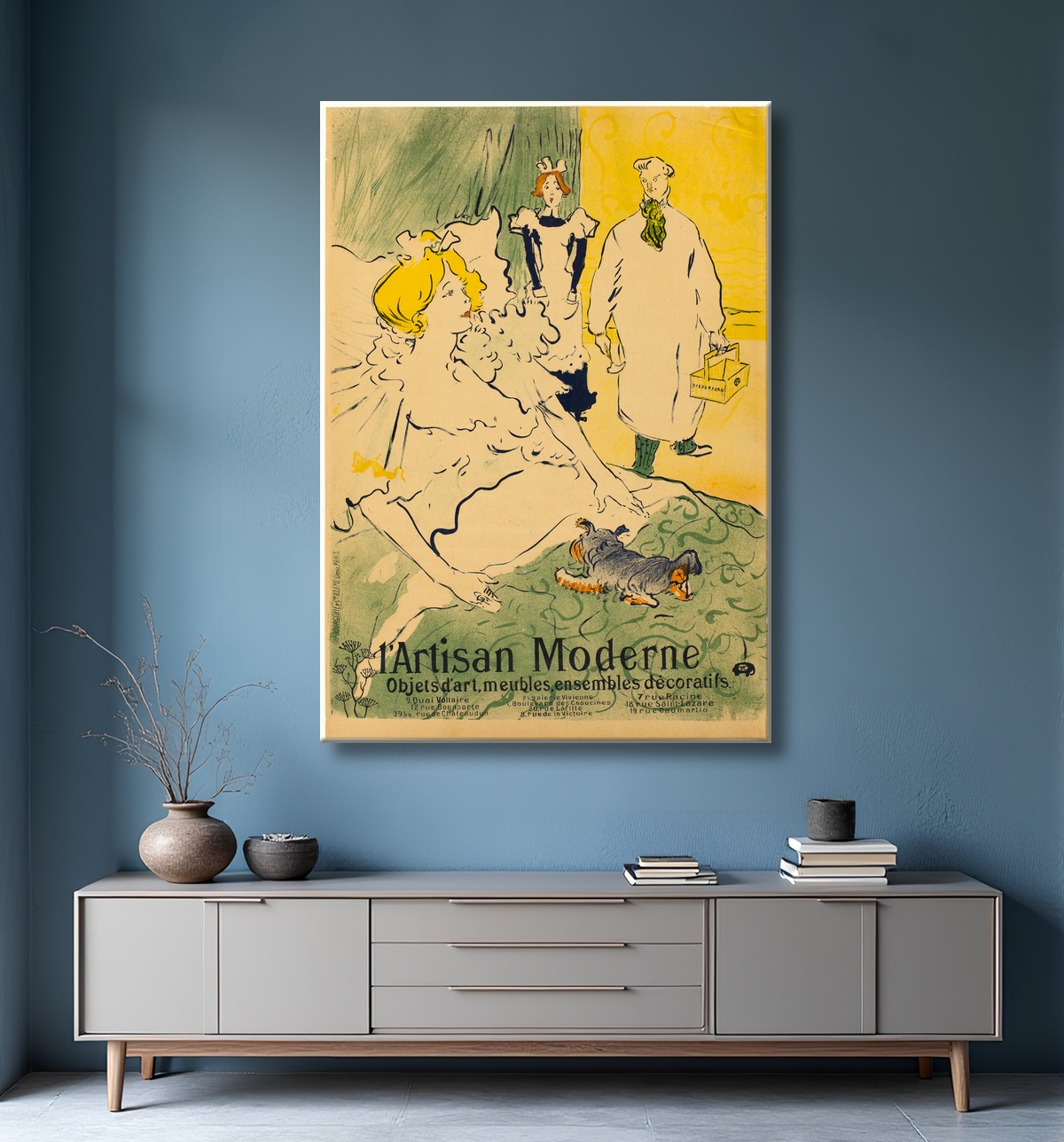 Reproduction L'Artisan Moderne de Henri de Toulouse-Lautrec avec decor