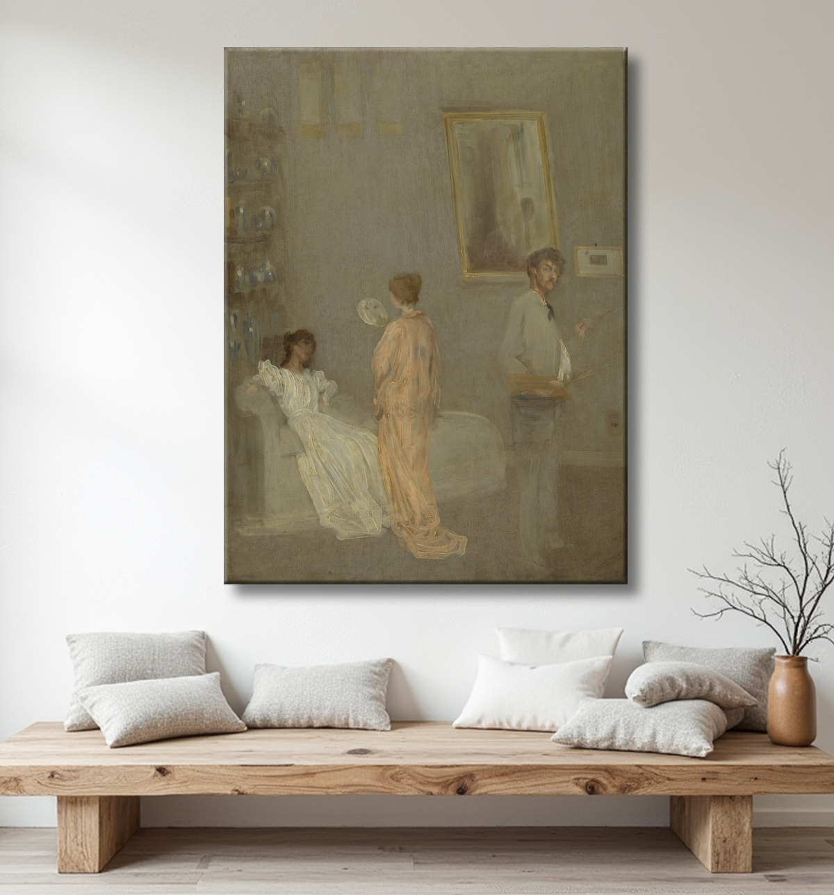 Reproduction L'artiste dans son atelier de James McNeill Whistler avec decor