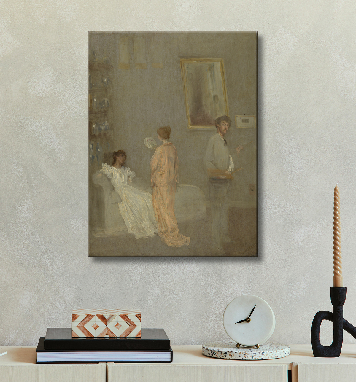 Reproduction L'artiste dans son atelier de James McNeill Whistler avec decor