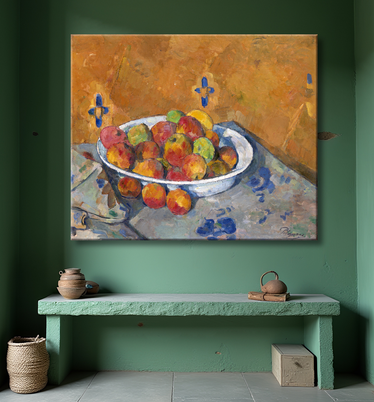 Reproduction L'assiette de pommes de Paul Cézanne avec decor