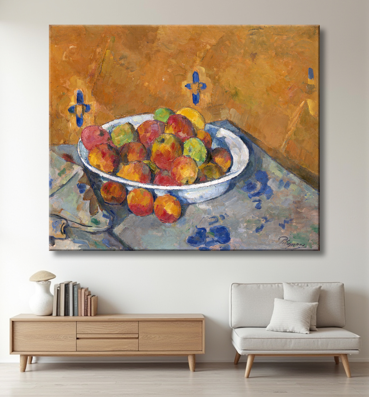 Reproduction L'assiette de pommes de Paul Cézanne avec decor