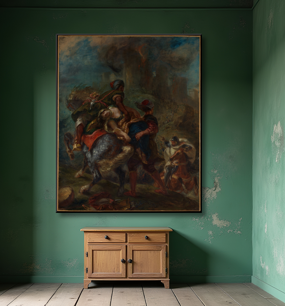 Reproduction L'enlèvement de Rébecca de Eugène Delacroix avec decor