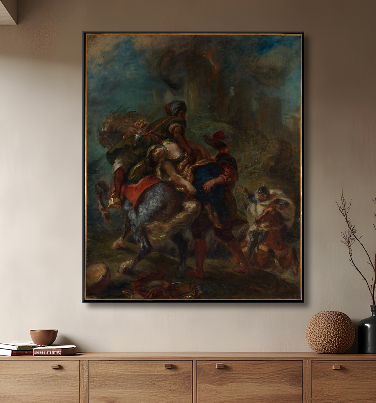 Reproduction L'enlèvement de Rébecca de Eugène Delacroix avec decor