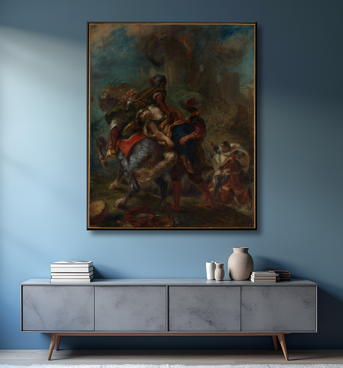 Reproduction L'enlèvement de Rébecca de Eugène Delacroix avec decor