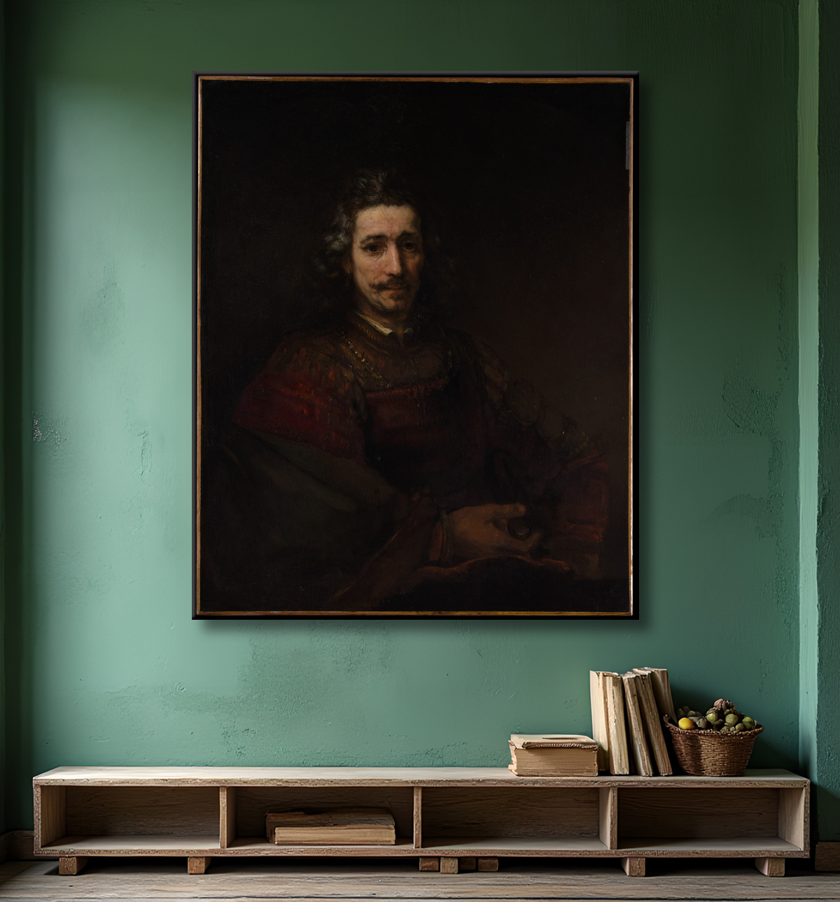 Reproduction L'homme à la loupe de Rembrandt (Rembrandt van Rijn) avec decor