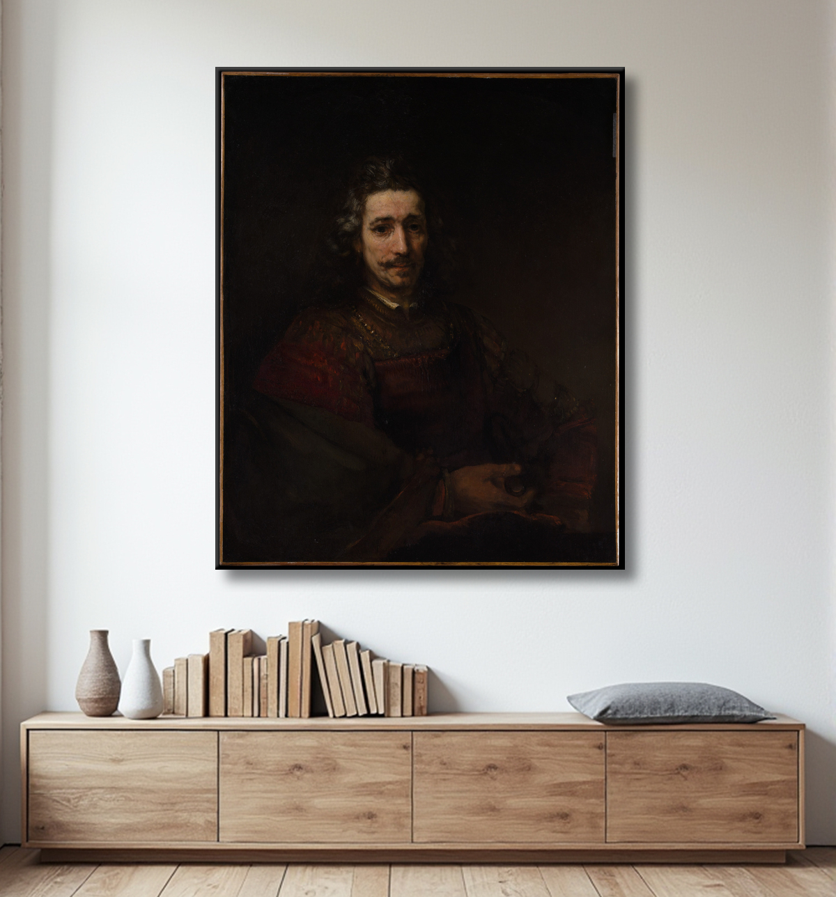 Reproduction L'homme à la loupe de Rembrandt (Rembrandt van Rijn) avec decor