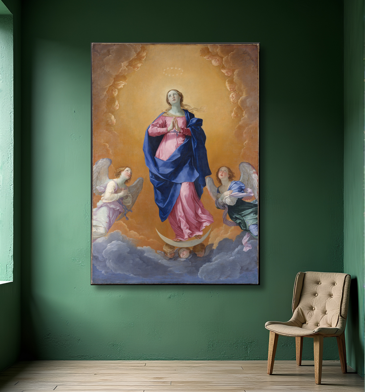 Reproduction L'Immaculée Conception de Guido Reni avec decor