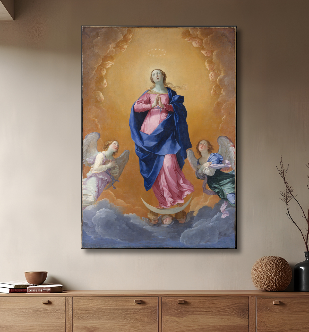 Reproduction L'Immaculée Conception de Guido Reni avec decor